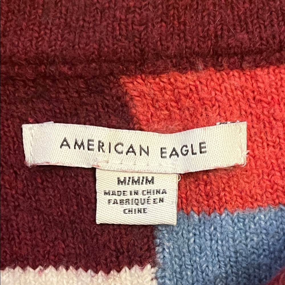 American Eagle Patchwork Crew Neck Sweater Stripe… - image 9